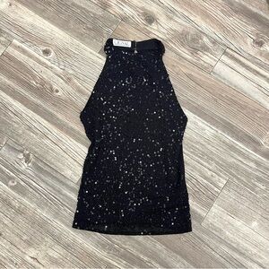 Vintage Black Sequin Halter Top